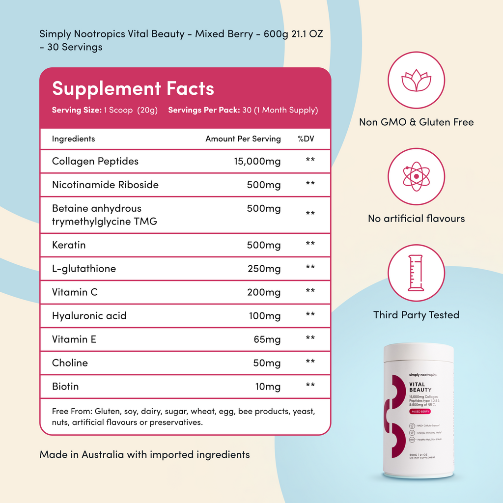 Vital Beauty Collagen Powder Mixed Berry - 600g